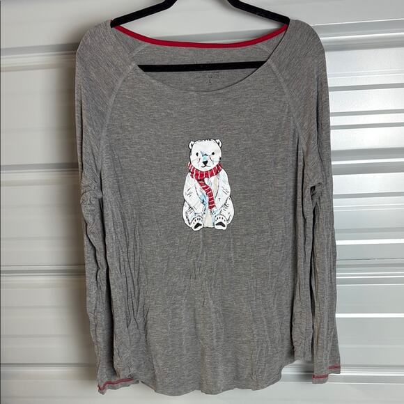 Vera Bradley Other - Vera Bradley Gray and Red Polar Bear Pajama Top